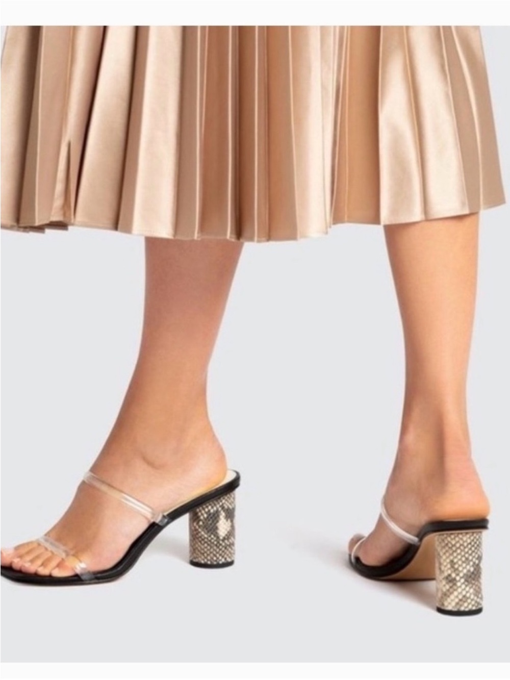 Dolce Vita Clear-Strap Sandals with Snake-Print Block Heel